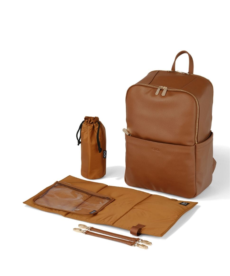 NEW - Multitasker Nappy Backpack - Chestnut Vegan Leather OiOi Other 9328046010755 Preggi Central Maternity Shop