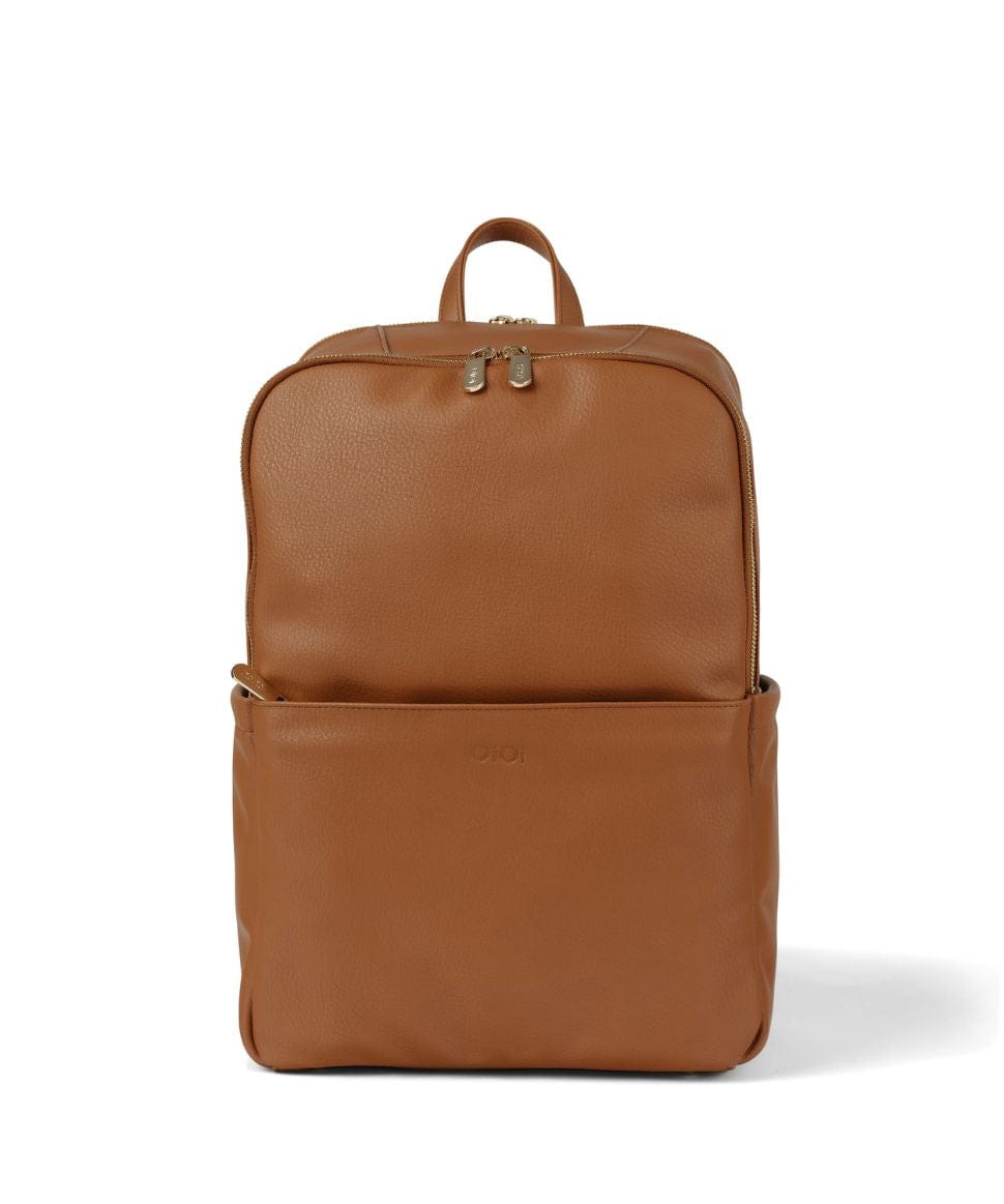 NEW - Multitasker Nappy Backpack - Chestnut Vegan Leather OiOi Other 9328046010755 Preggi Central Maternity Shop