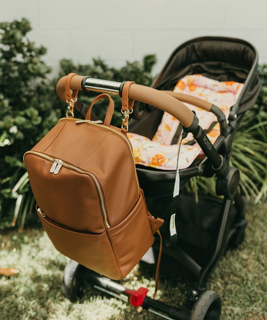 NEW - Multitasker Nappy Backpack - Chestnut Vegan Leather OiOi Other 9328046010755 Preggi Central Maternity Shop