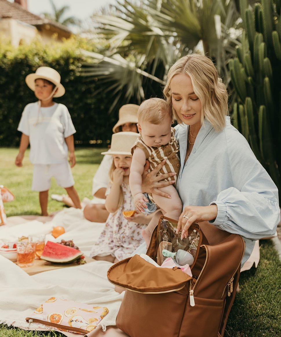 NEW - Multitasker Nappy Backpack - Chestnut Vegan Leather OiOi Other 9328046010755 Preggi Central Maternity Shop