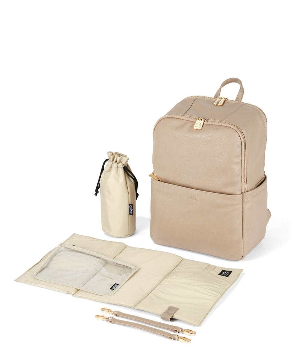 NEW - Multitasker Nappy Backpack - Oat Vegan Leather OiOi Other 9328046010847 Preggi Central Maternity Shop