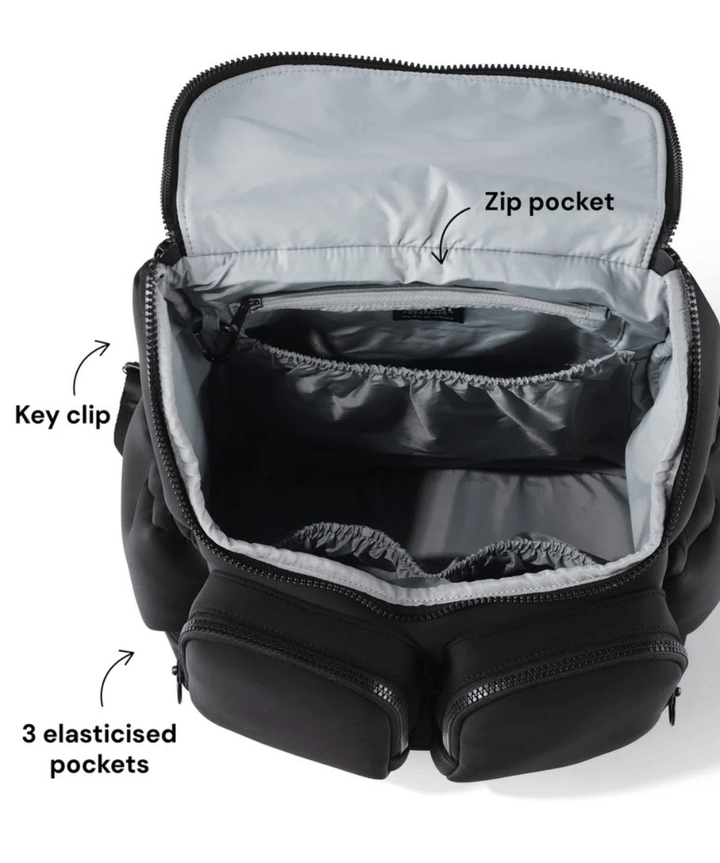 Signature Nappy Backpack - Black Neoprene OiOi Other Preggi Central Maternity Shop