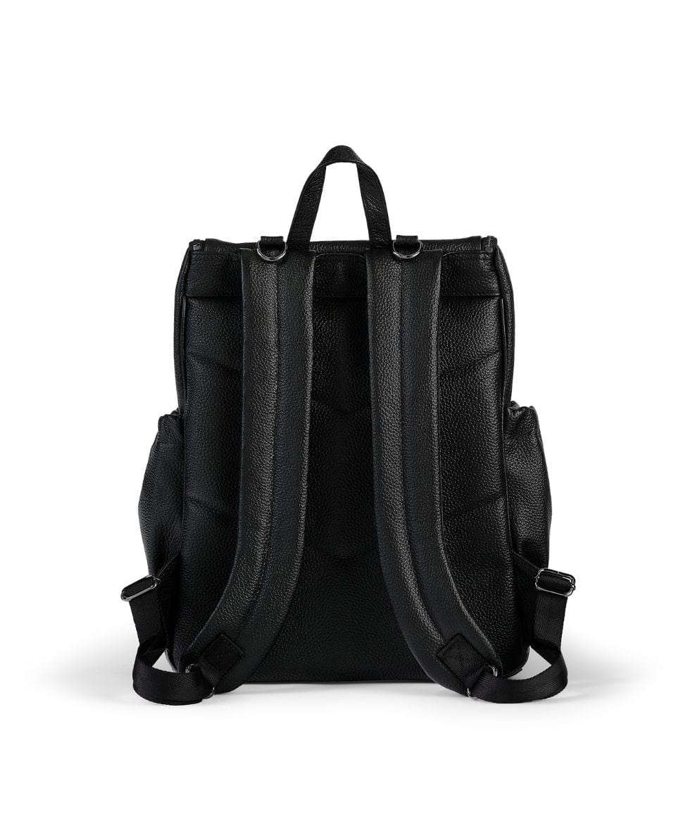 Signature Nappy Backpack - Jet Black Genuine Leather OiOi Other 9328046008172 Preggi Central Maternity Shop