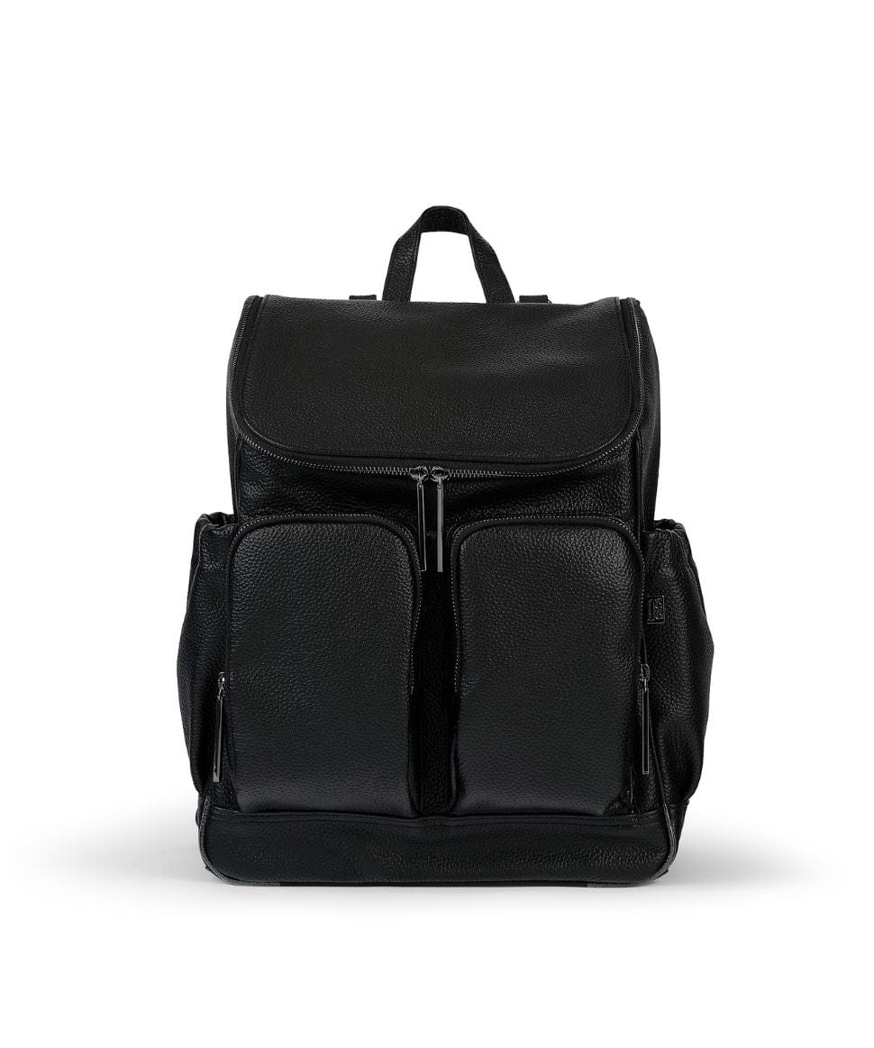 Signature Nappy Backpack - Jet Black Genuine Leather OiOi Other 9328046008172 Preggi Central Maternity Shop