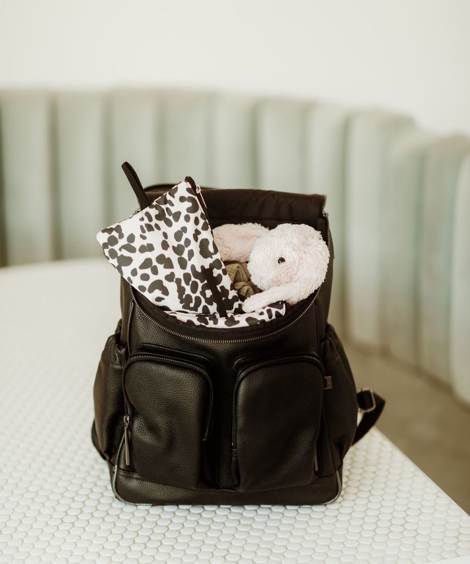 Signature Nappy Backpack Jet Black Genuine Leather – Preggi Central