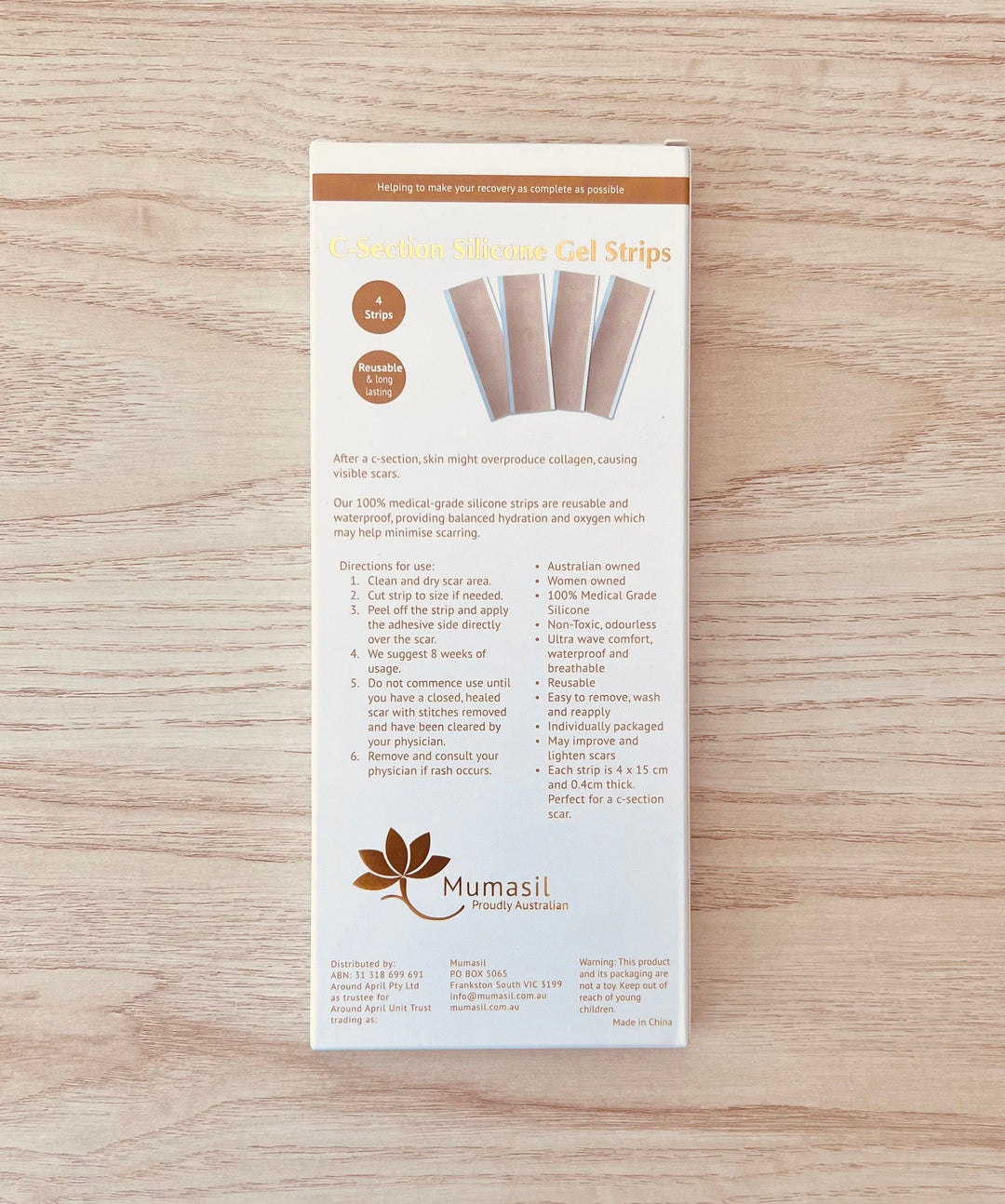 C-Section Silicone Gel Strips Mumasil Recovery 0607609019152 Preggi Central Maternity Shop
