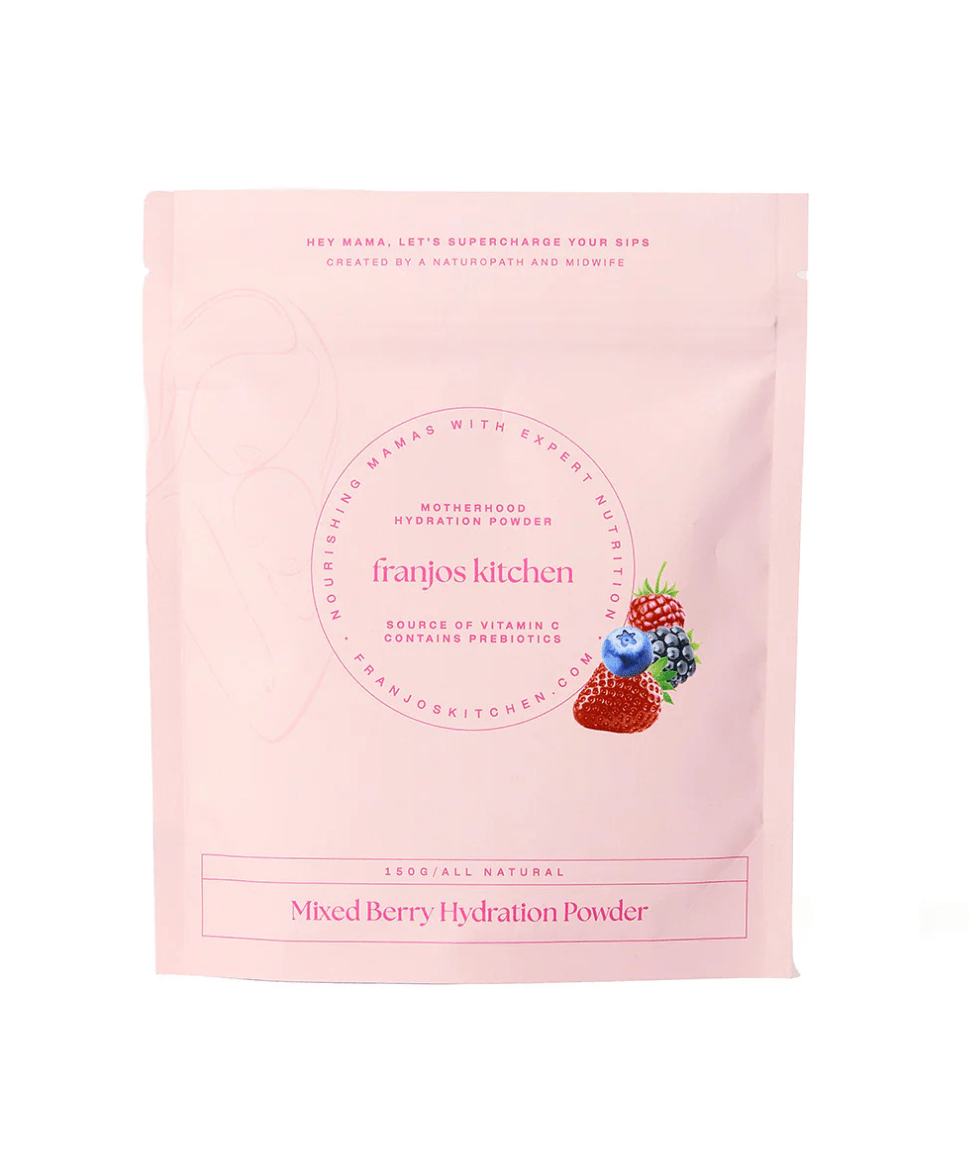 Motherhood Hydration Powder- Mixed Berry Franjos Kitchen Tea and Bikkies 9369999817466 Preggi Central Maternity Shop