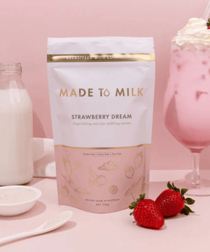 Strawberry Dream Lactation Drink Made to Milk Tea and Bikkies 9359408000398 Preggi Central Maternity Shop