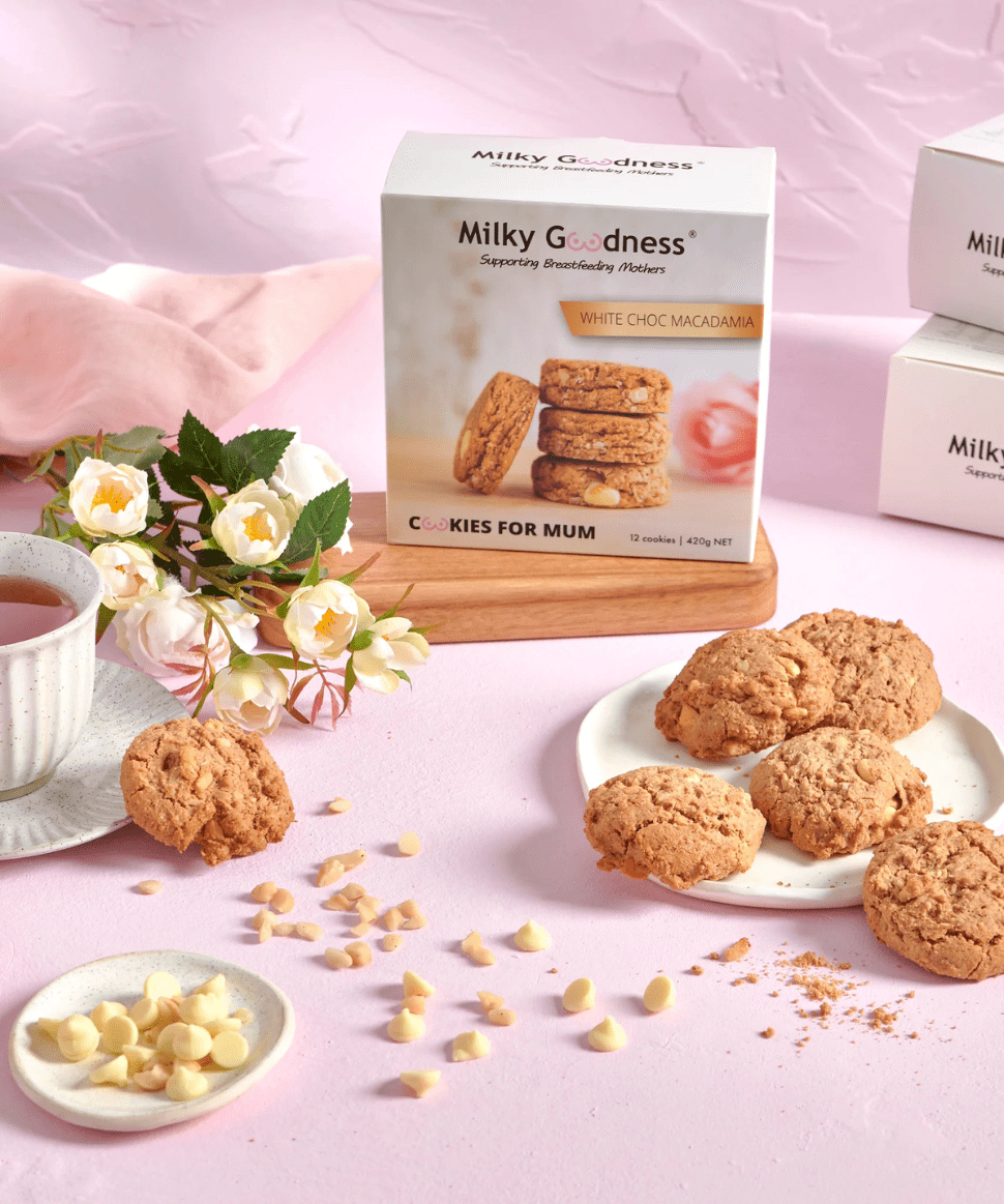 White Chocolate Chip & Macadamia Lactation Cookies Milky Goodness Tea and Bikkies Preggi Central Maternity Shop