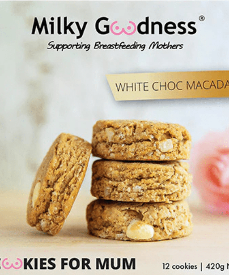 White Chocolate Chip & Macadamia Lactation Cookies Milky Goodness Tea and Bikkies Preggi Central Maternity Shop