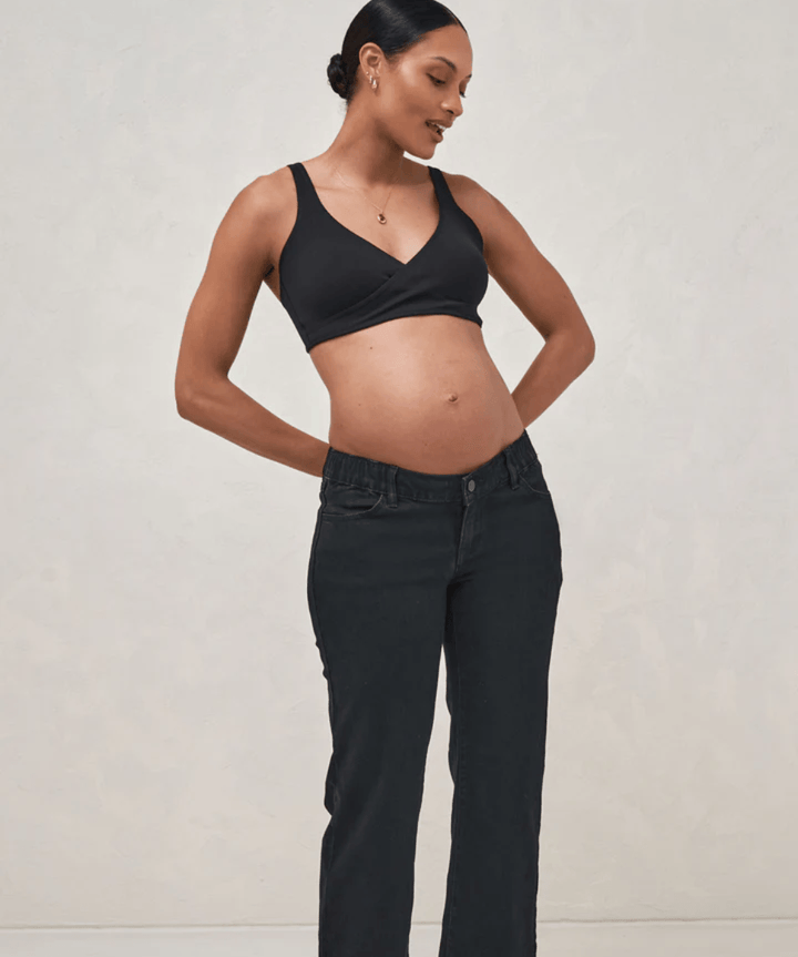 Walk The Talk Crop Wide Maternity Jeans- BLACK BAE the label Preggi Central Maternity Shop