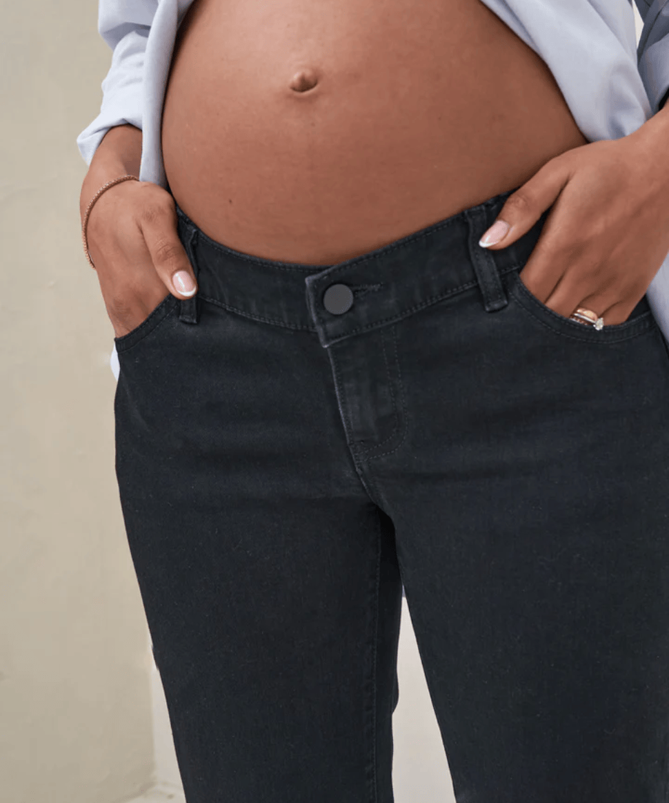 Walk The Talk Crop Wide Maternity Jeans- BLACK BAE the label Preggi Central Maternity Shop