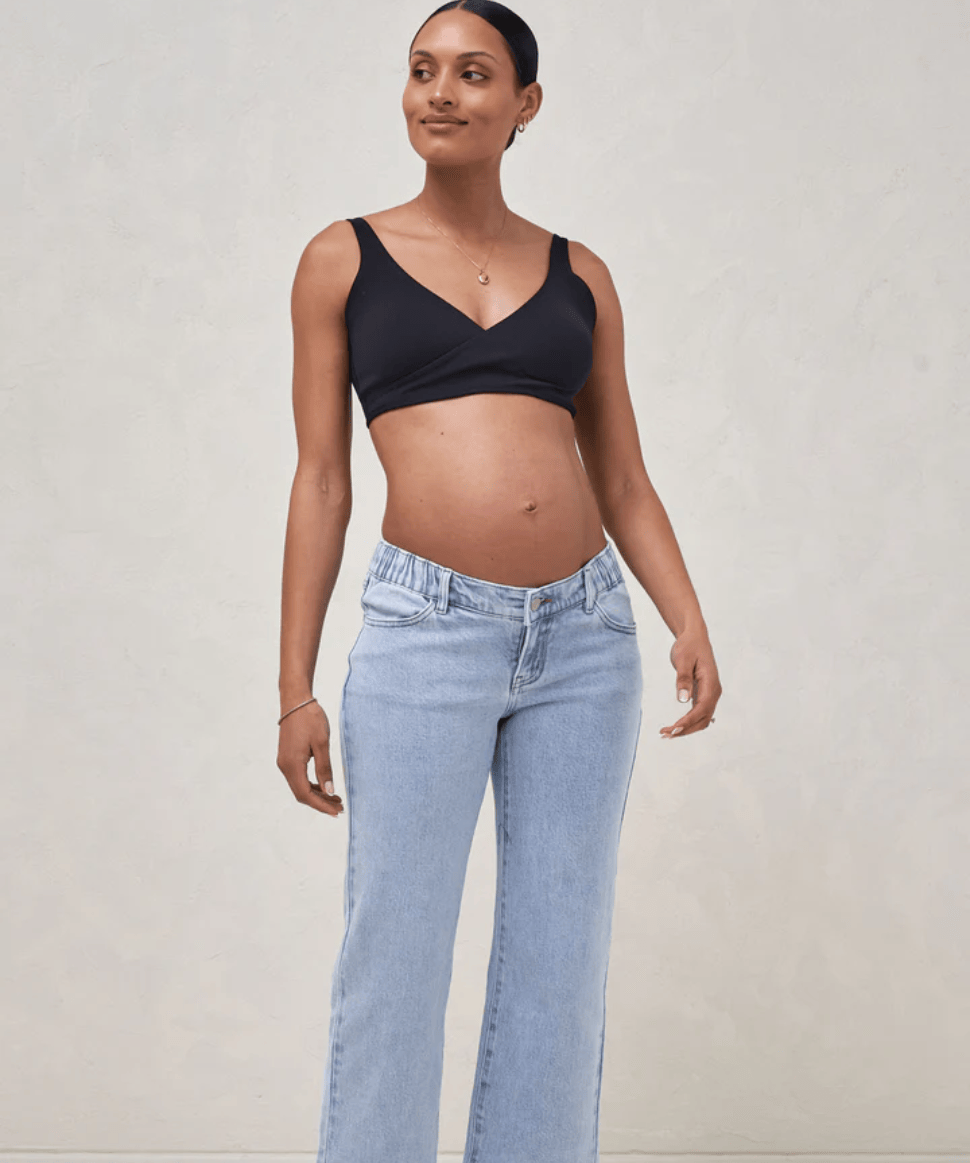 Walk The Talk Crop Wide Maternity Jeans- BLUE SLAT BAE the label Preggi Central Maternity Shop