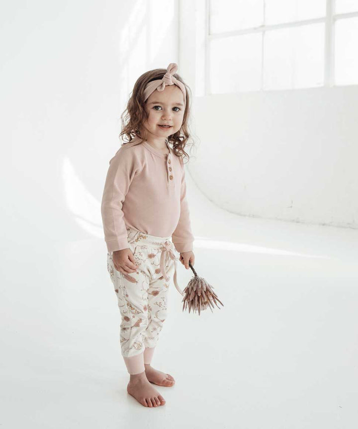 Cameo Rose Rib Henley Onesie Aster &amp; Oak Baby Preggi Central Maternity Shop