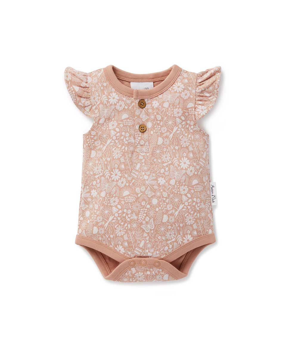 Ditzy Floral Flutter Onesie Aster & Oak Baby Preggi Central Maternity Shop