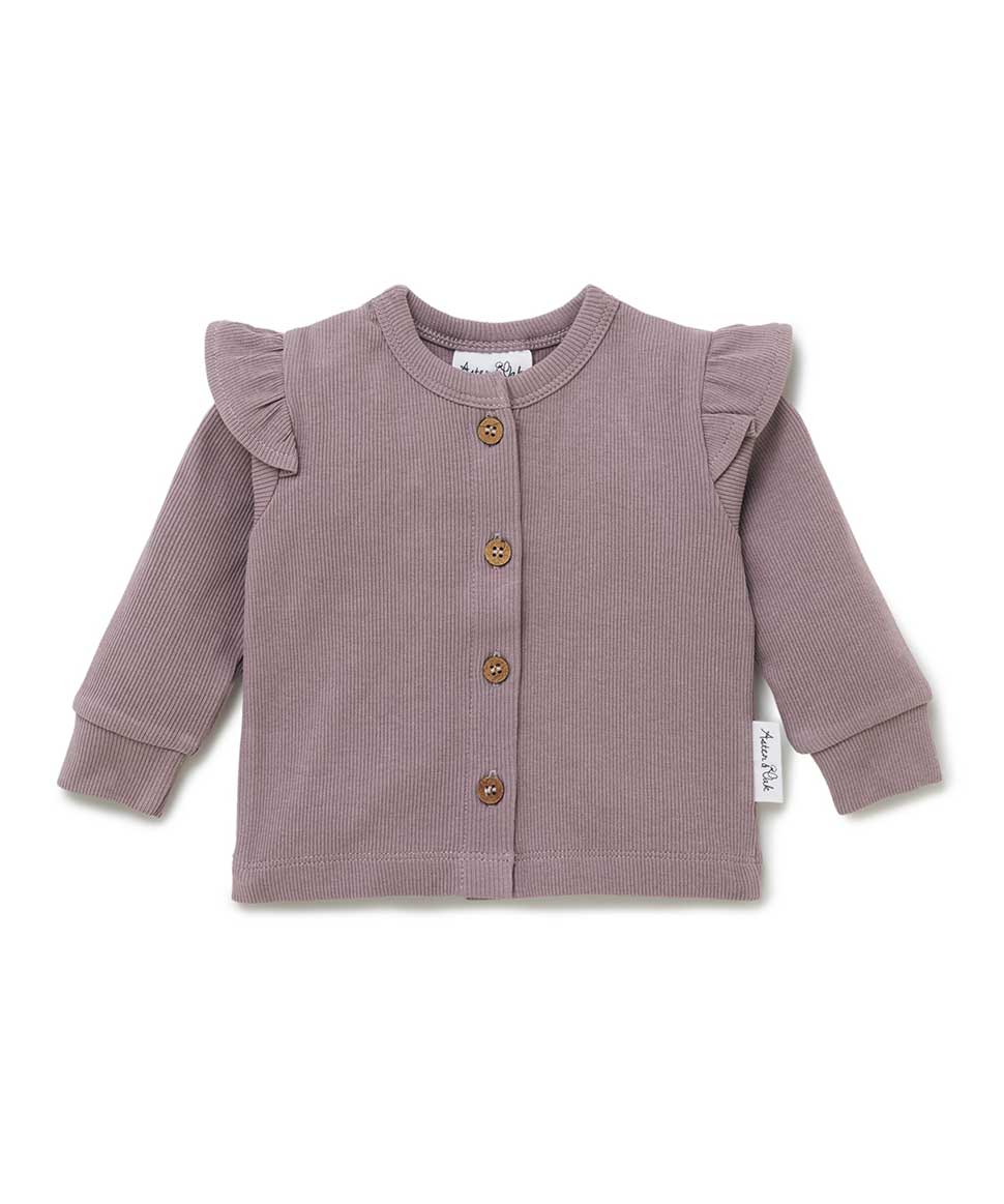 Elderberry Rib Flutter Cardigan Aster & Oak Baby Preggi Central Maternity Shop