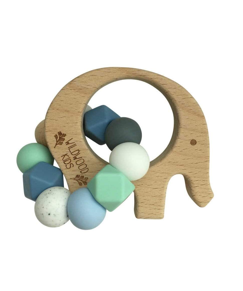 Elephant Teether in Mixed Blue Wildwood Kids Baby Preggi Central Maternity Shop