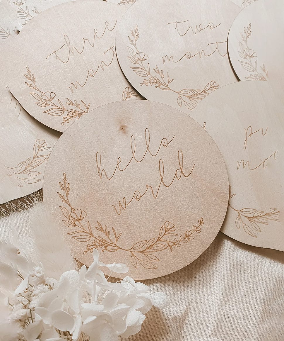 Etched Wooden Baby Milestone Collection - Floral Blossom and Pear Baby 0000003866 Preggi Central Maternity Shop