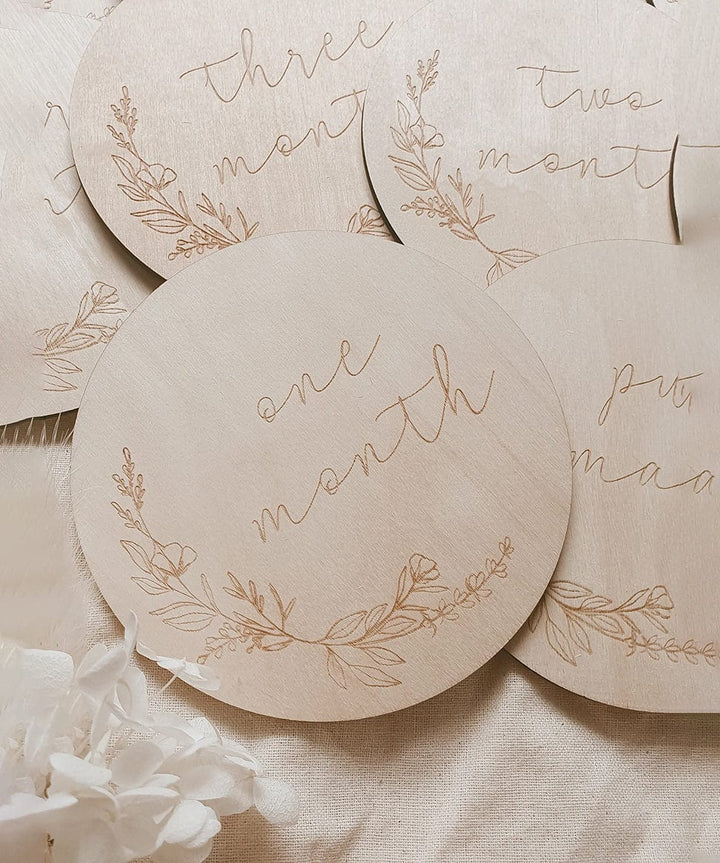 Etched Wooden Baby Milestone Collection - Floral Blossom and Pear Baby 0000003866 Preggi Central Maternity Shop