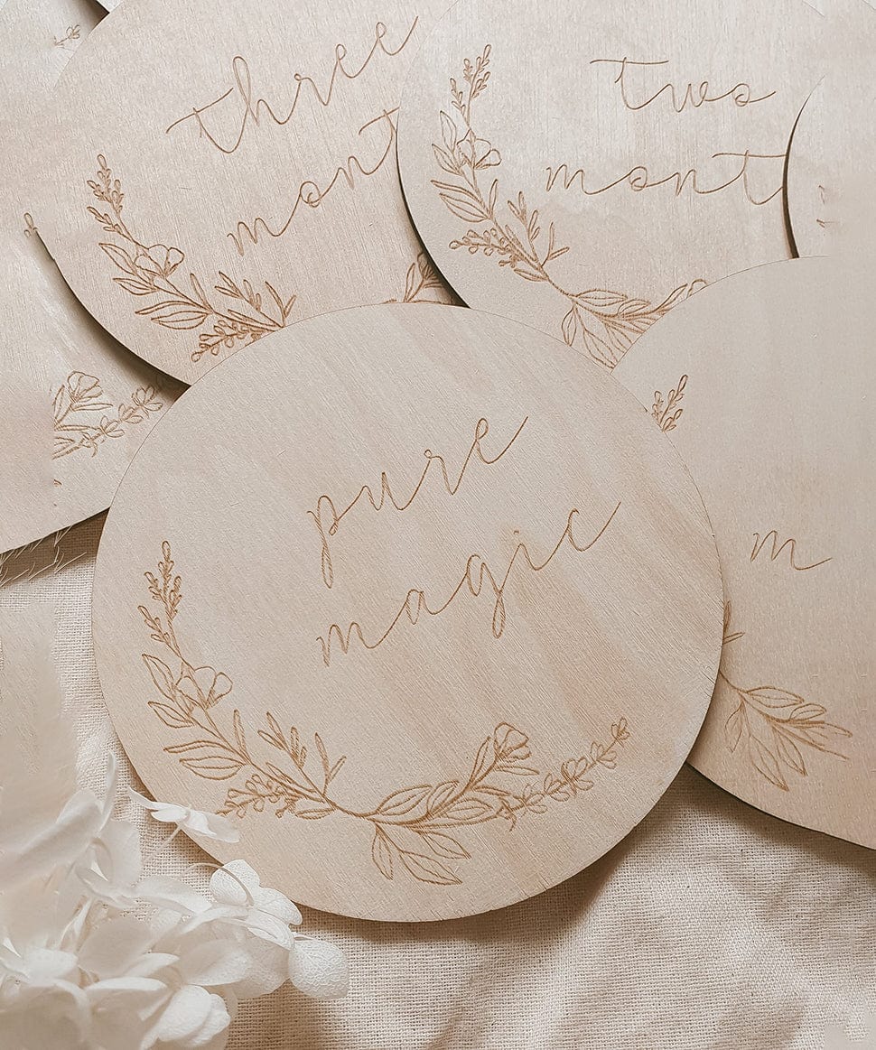 Etched Wooden Baby Milestone Collection - Floral Blossom and Pear Baby 0000003866 Preggi Central Maternity Shop