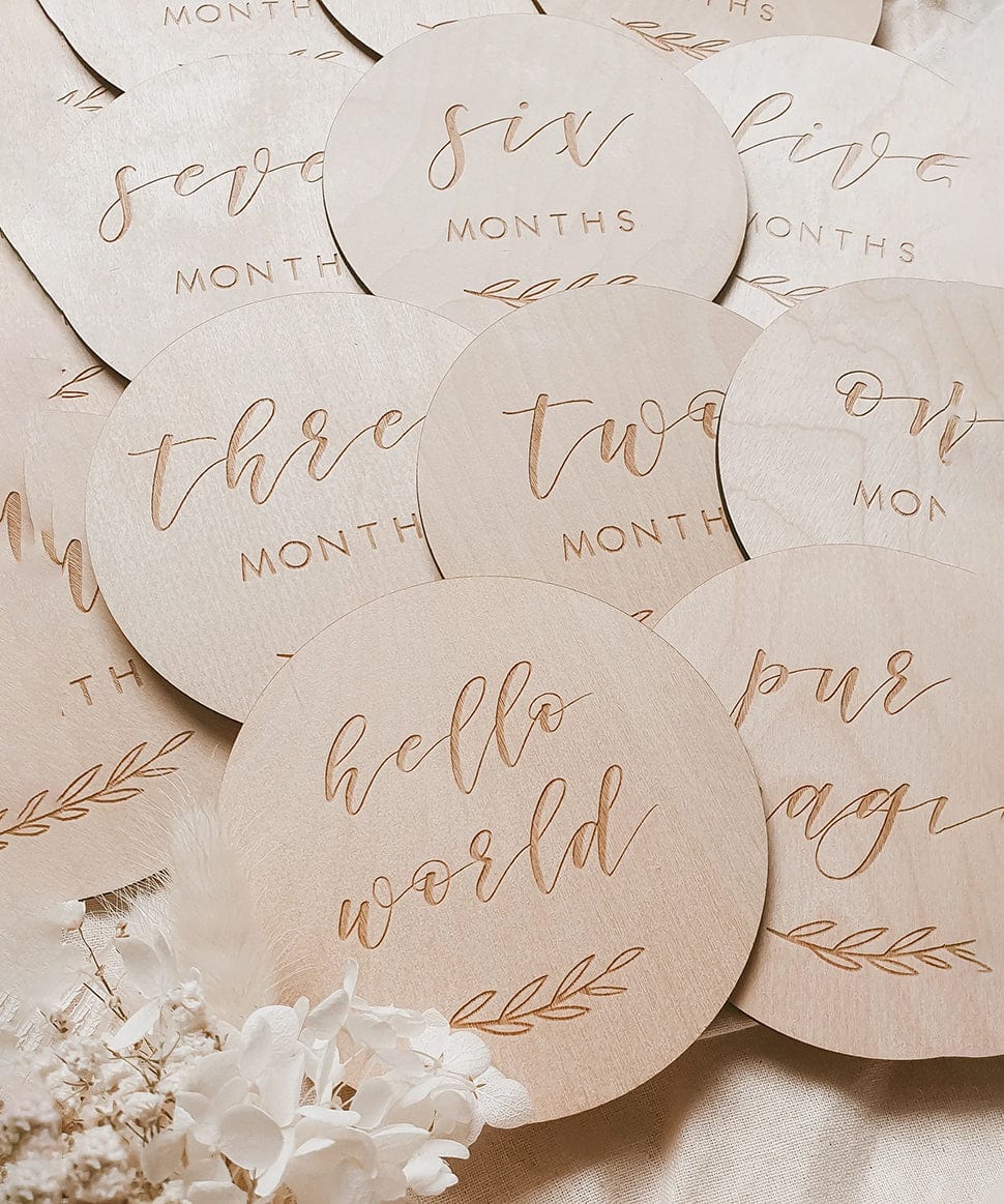 Etched Wooden Baby Milestone Collection - Leaf Blossom and Pear Baby 0000003865 Preggi Central Maternity Shop