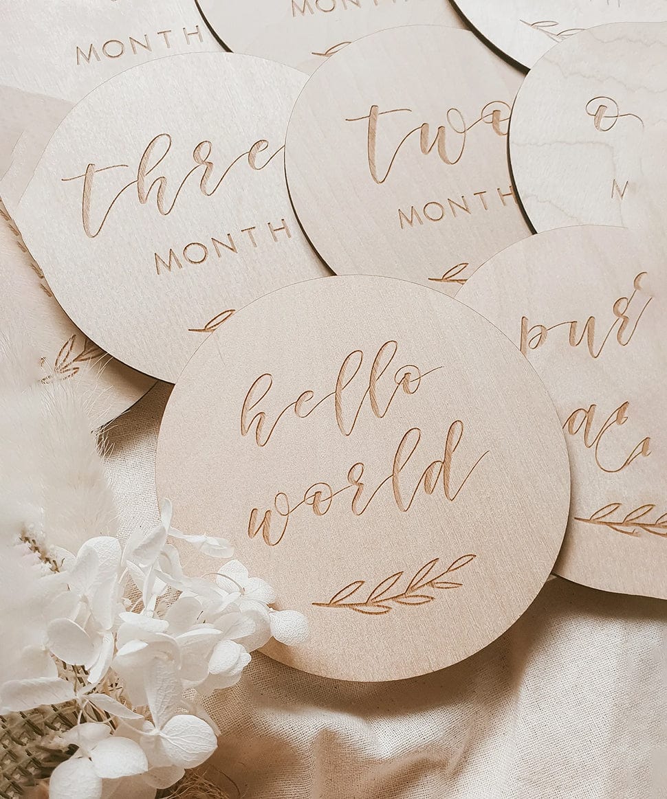 Etched Wooden Baby Milestone Collection - Leaf Blossom and Pear Baby 0000003865 Preggi Central Maternity Shop