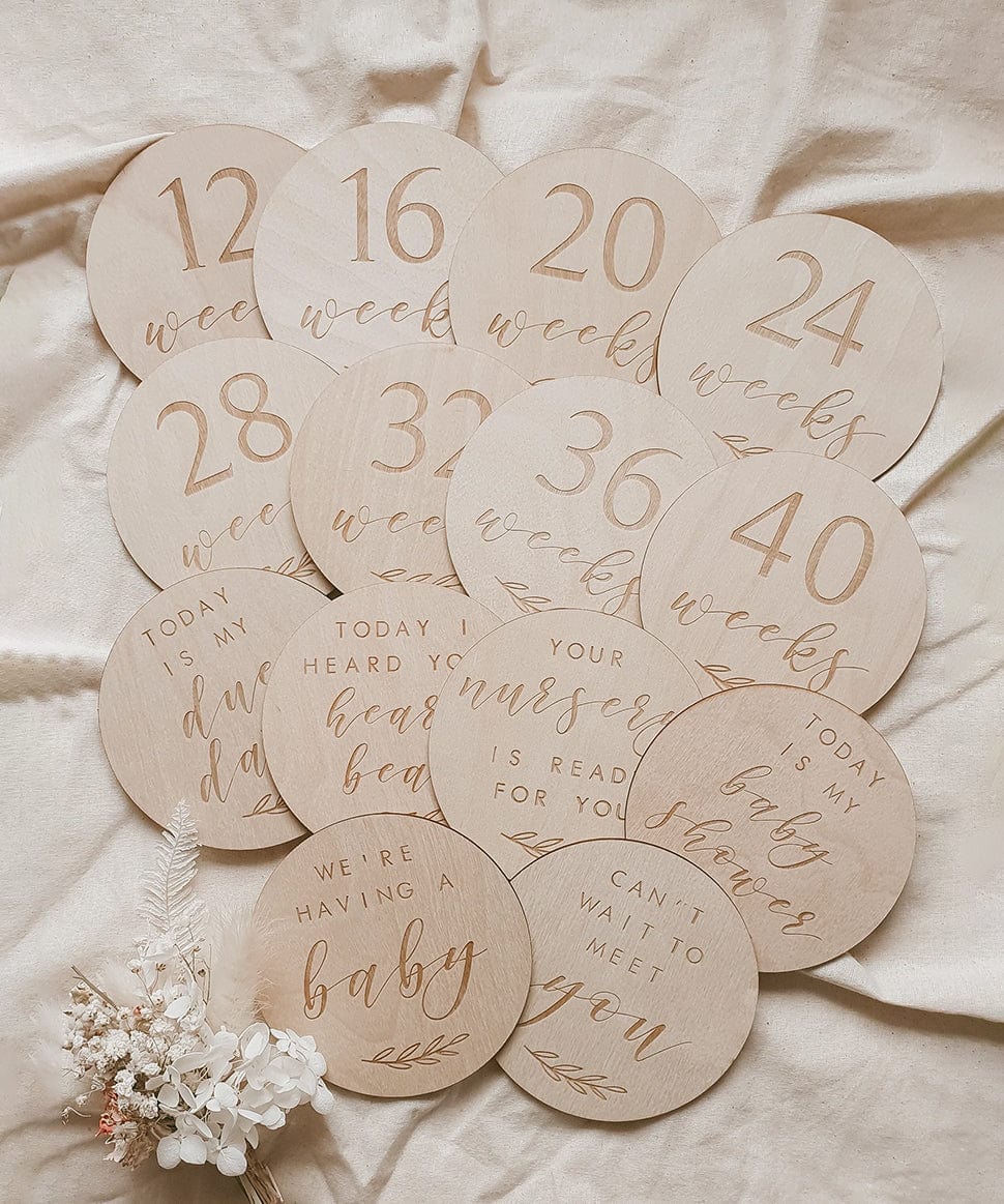 Etched Wooden Pregnancy Milestone Collection Blossom and Pear Baby 0000003867 Preggi Central Maternity Shop
