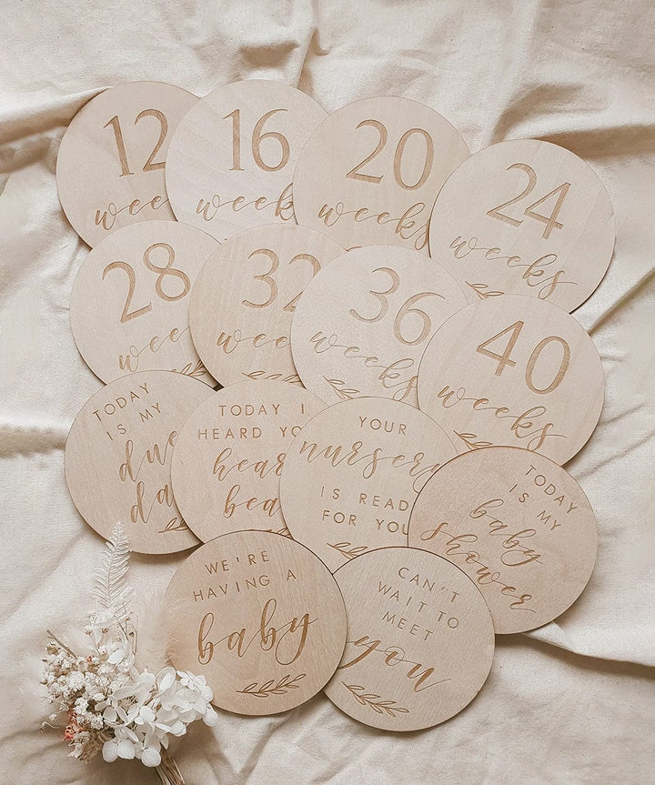 Etched Wooden Pregnancy Milestone Collection Blossom and Pear Baby 0000003867 Preggi Central Maternity Shop