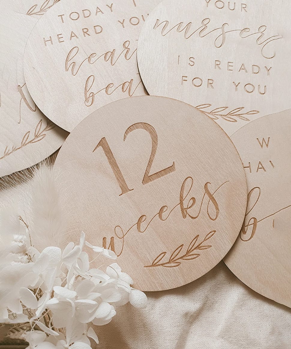 Etched Wooden Pregnancy Milestone Collection Blossom and Pear Baby 0000003867 Preggi Central Maternity Shop