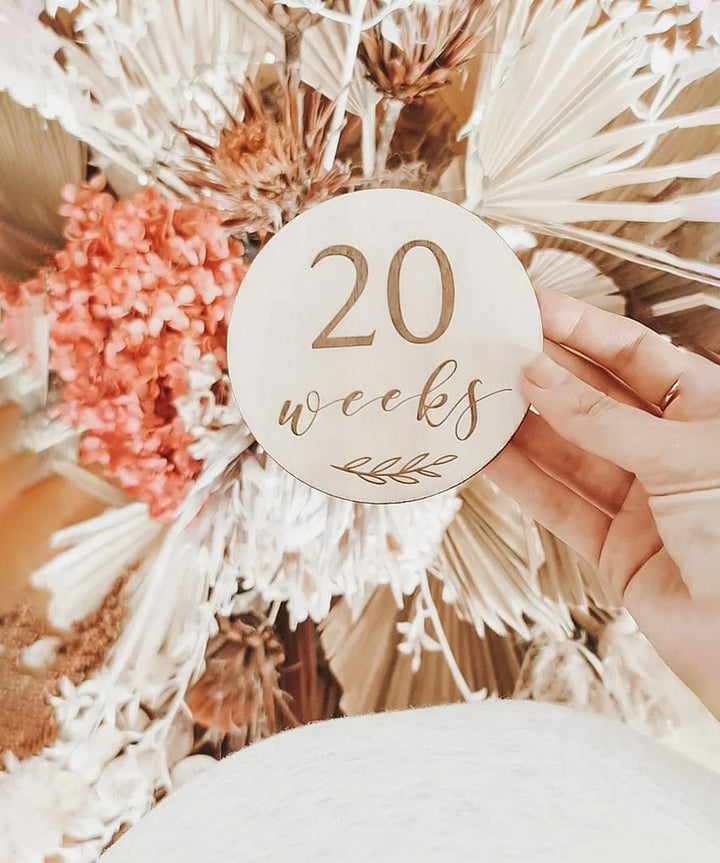 Etched Wooden Pregnancy Milestone Collection Blossom and Pear Baby 0000003867 Preggi Central Maternity Shop