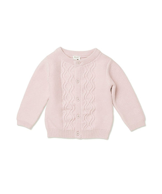 Grace Cable Knit Cardi in Pale Pink