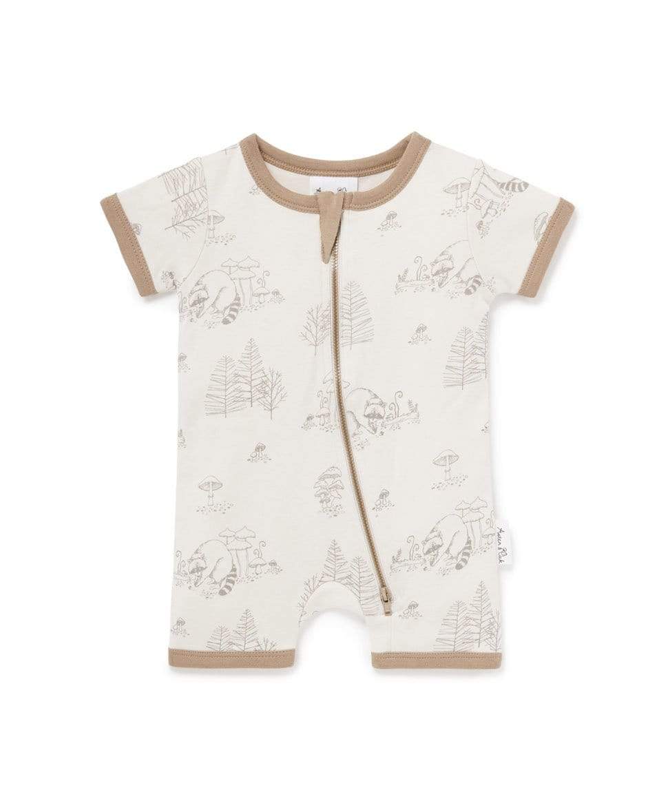 Raccoon Short Zip Romper Aster & Oak Baby Preggi Central Maternity Shop