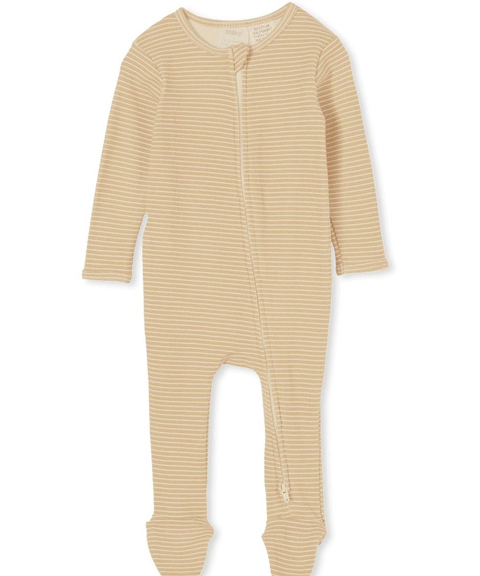 Sand Stripe Zip Romper Milky Clothing Baby Preggi Central Maternity Shop
