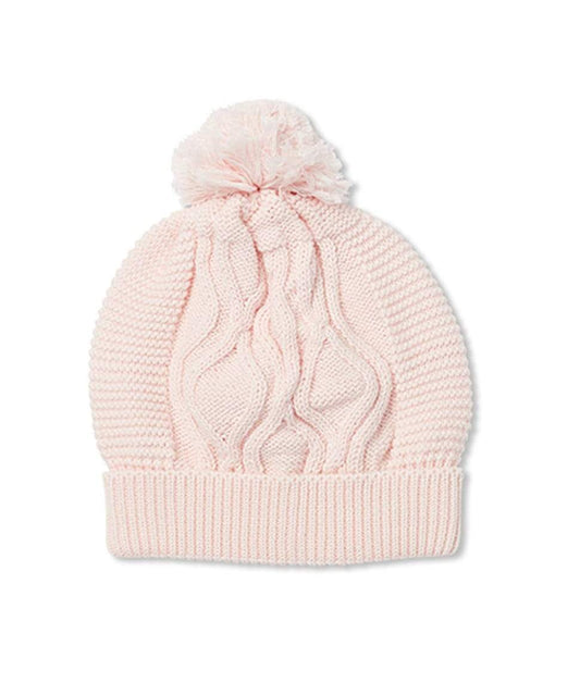 Vera Cable Knit Beanie in Pale Pink
