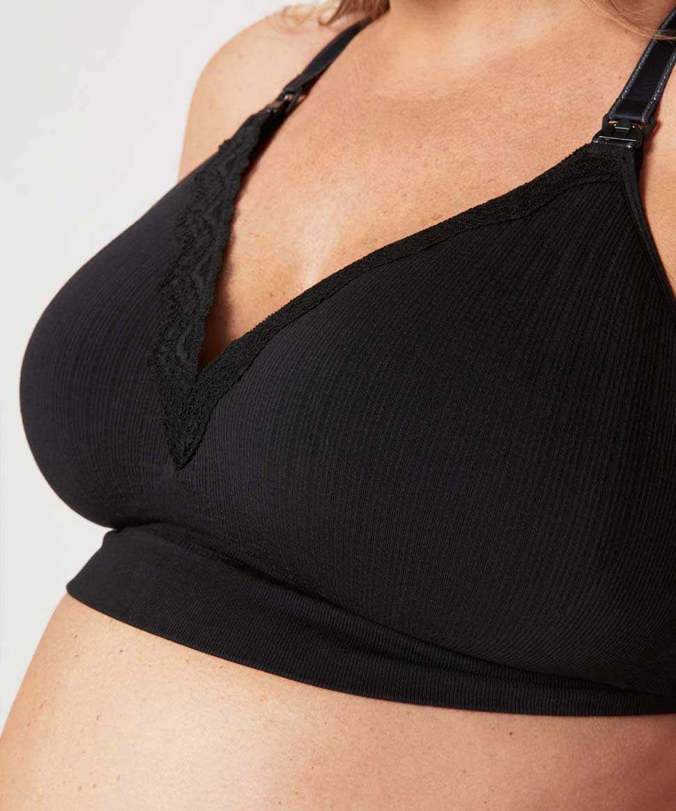 Carriwell Black Seamless Drop Cup Adjustable Maternity And Nursing Bra Large, Hospital Essentials, Expecting Mothers, Baby