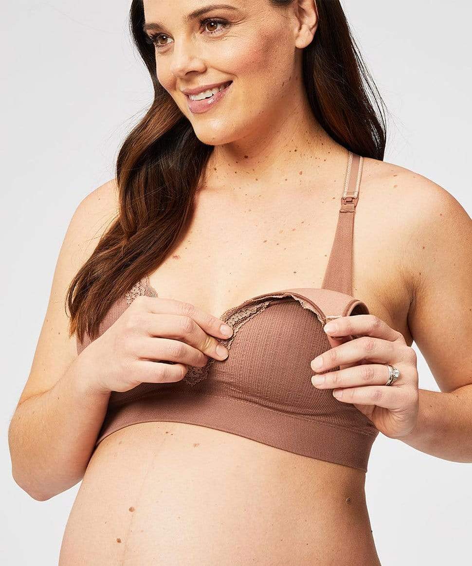 Non wired pregnancy - nursing bra with lace. Made of bamboo viscose