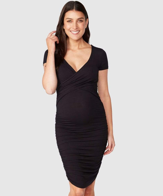 Charlize Sleeveless Black Business Casual Maternity Dresses – Baby Barn Town