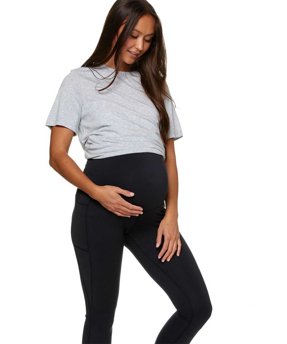 7/8 Length Pregnancy Tights - Black, Maternity