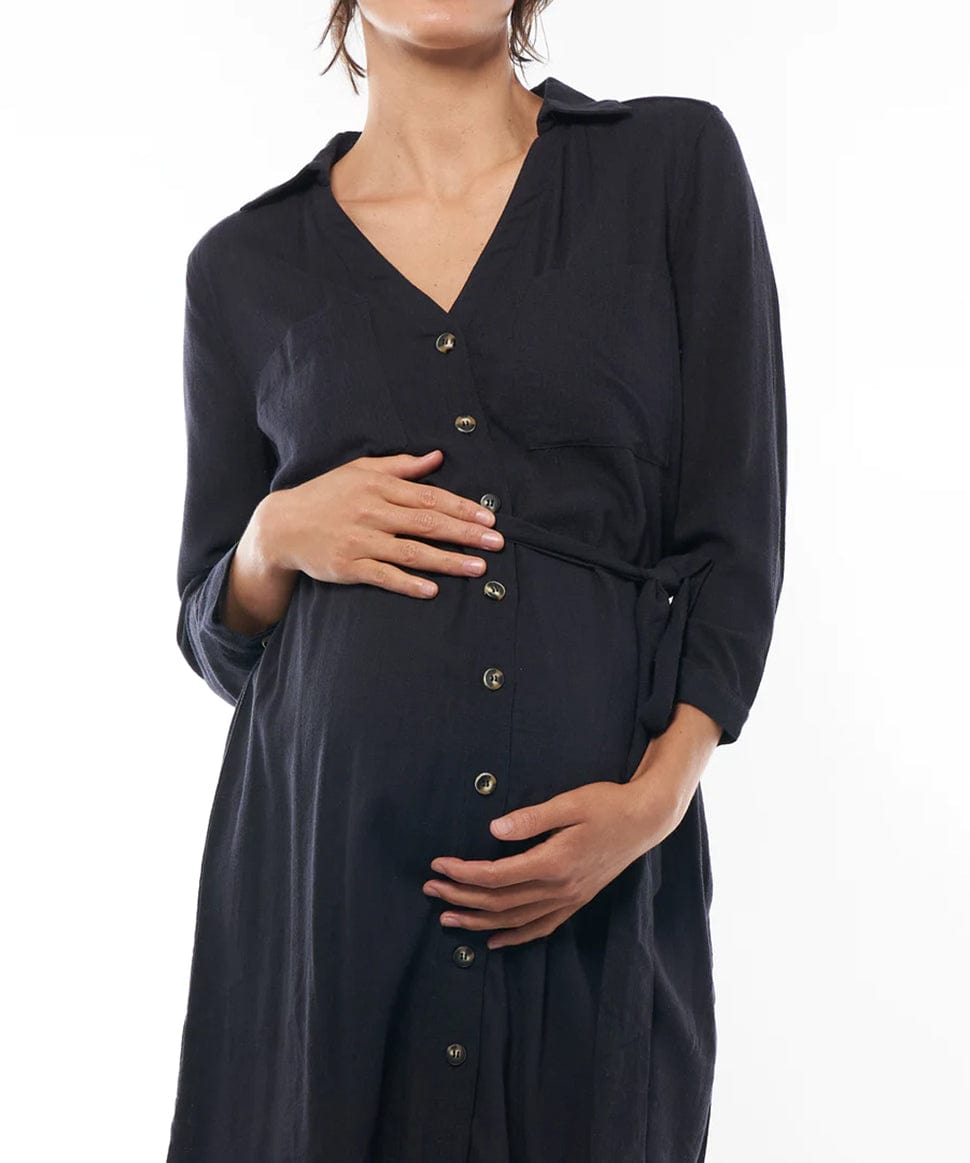 Copy of Countdown Linen Shirt Dress BAE the label Maternity and Nursing Preggi Central Maternity Shop