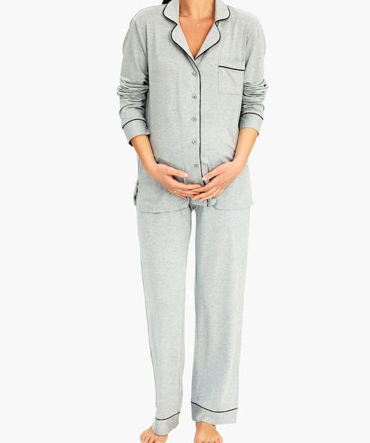 Buy Mamalicious Grey Maternity Nursing Pyjamas Set from Next Luxembourg