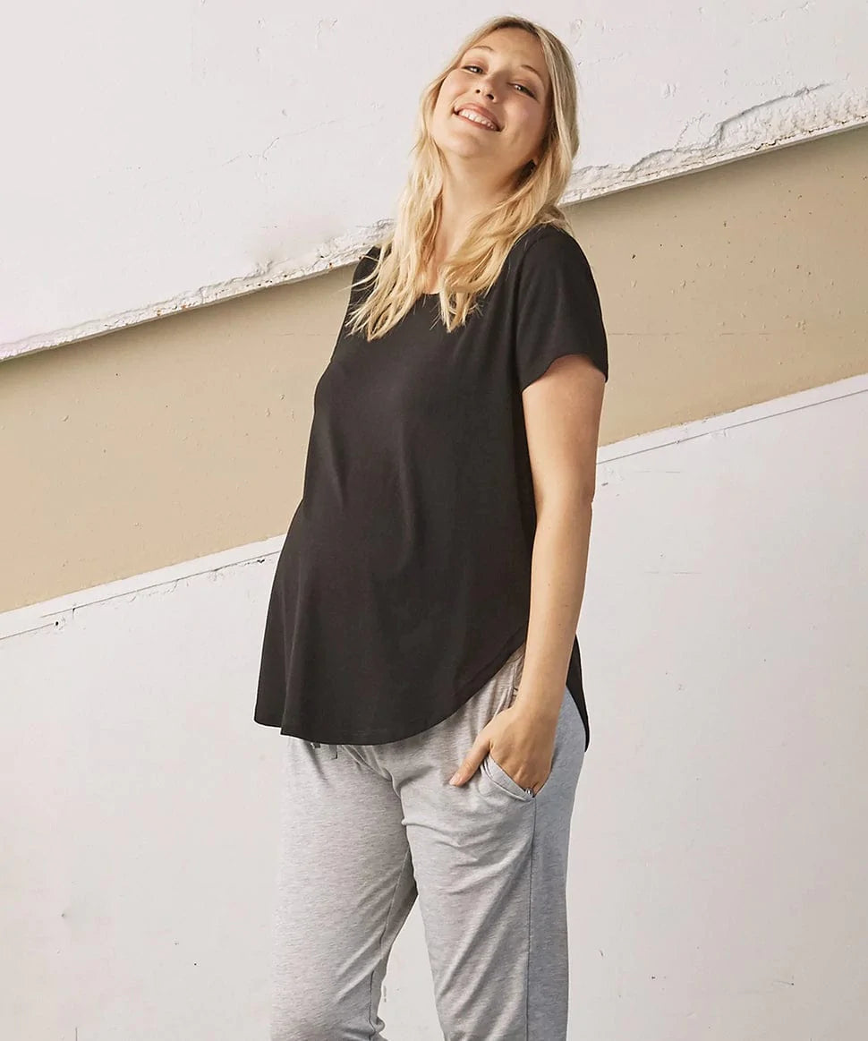Basic Maternity Bamboo/Cotton Tee - Black Angel Maternity Maternity Preggi Central Maternity Shop