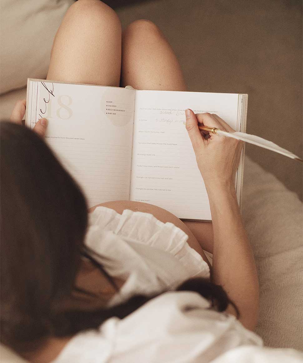 Becoming MAMA - Pregnancy journal & Feather Pen Set Axel & Ash Maternity Preggi Central Maternity Shop