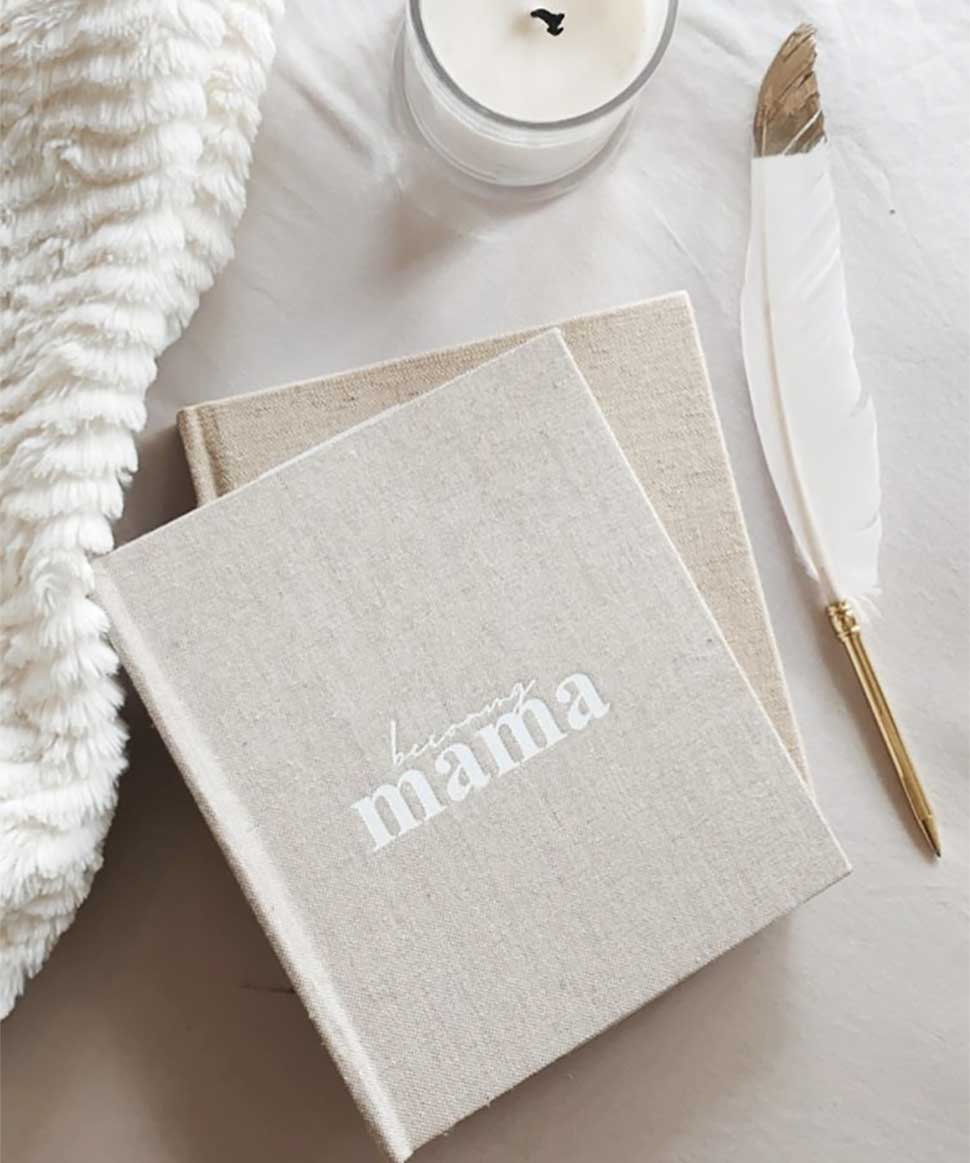 Becoming MAMA - Pregnancy journal & Feather Pen Set Axel & Ash Maternity Preggi Central Maternity Shop