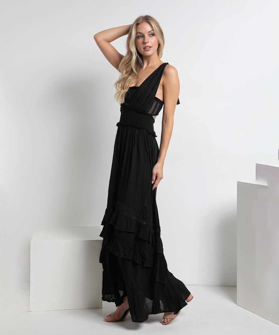 Cleo Crinkle Lace Maxi Dress Blue B Maternity Preggi Central Maternity Shop