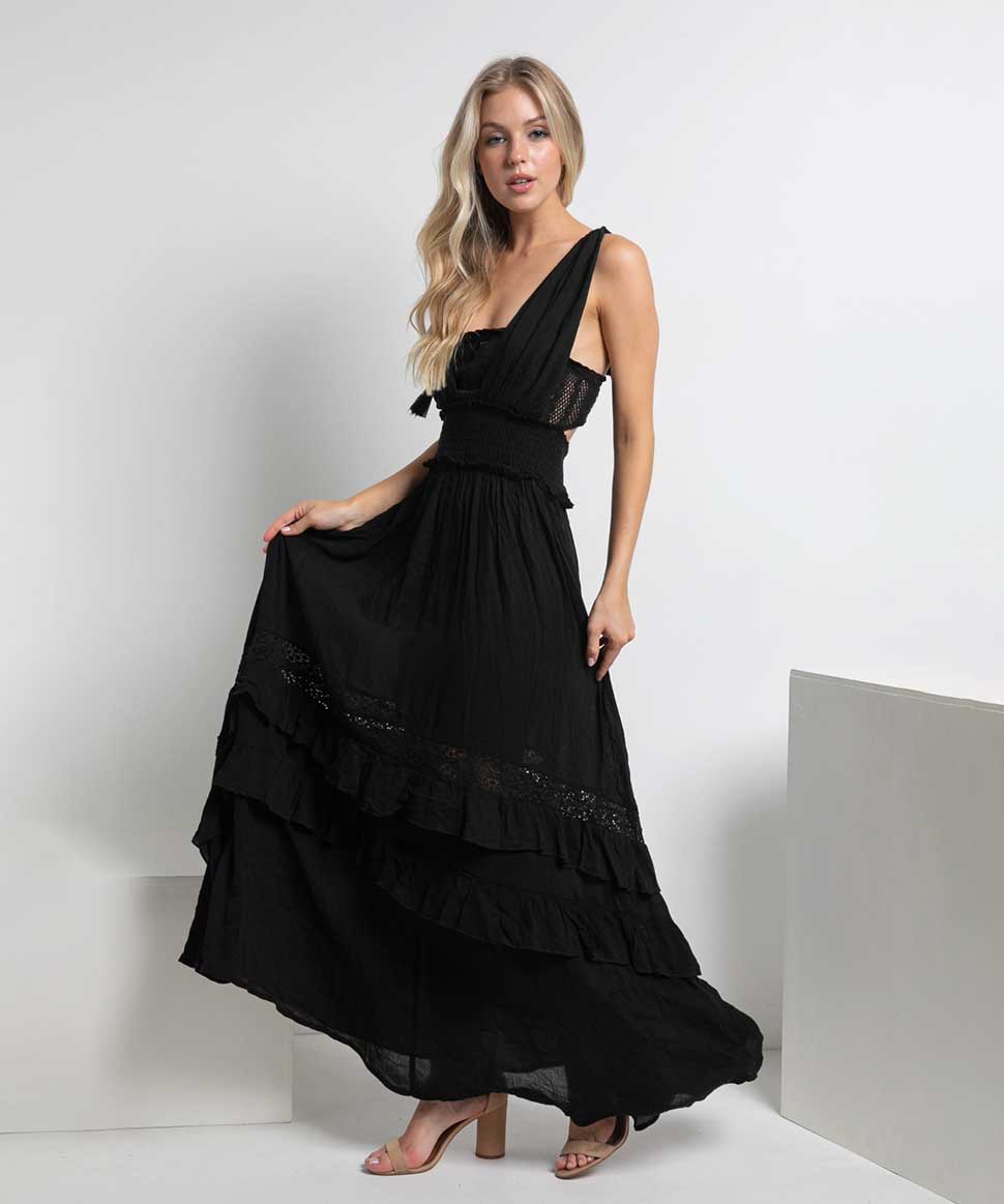 Cleo Crinkle Lace Maxi Dress Blue B Maternity Preggi Central Maternity Shop