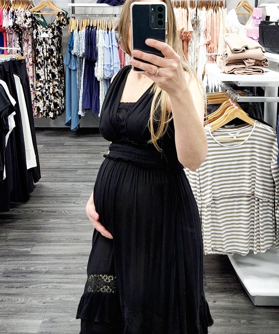 Cleo Crinkle Lace Maxi Dress Blue B Maternity Preggi Central Maternity Shop
