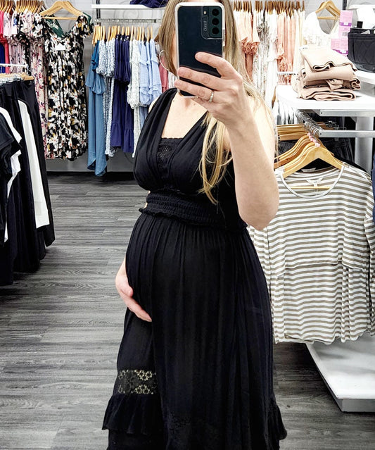Cleo Crinkle Lace Maxi Dress Blue B Maternity Preggi Central Maternity Shop