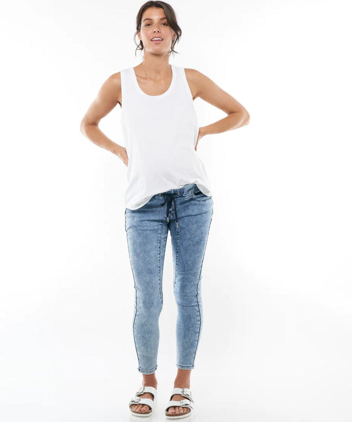 Walk This Way Denim Jogger BAE the label Maternity Preggi Central Maternity Shop