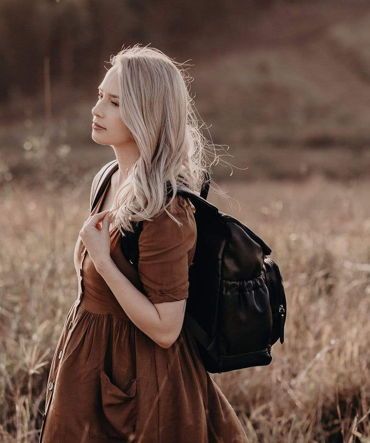 Signature Nappy Backpack - Black Vegan Leather