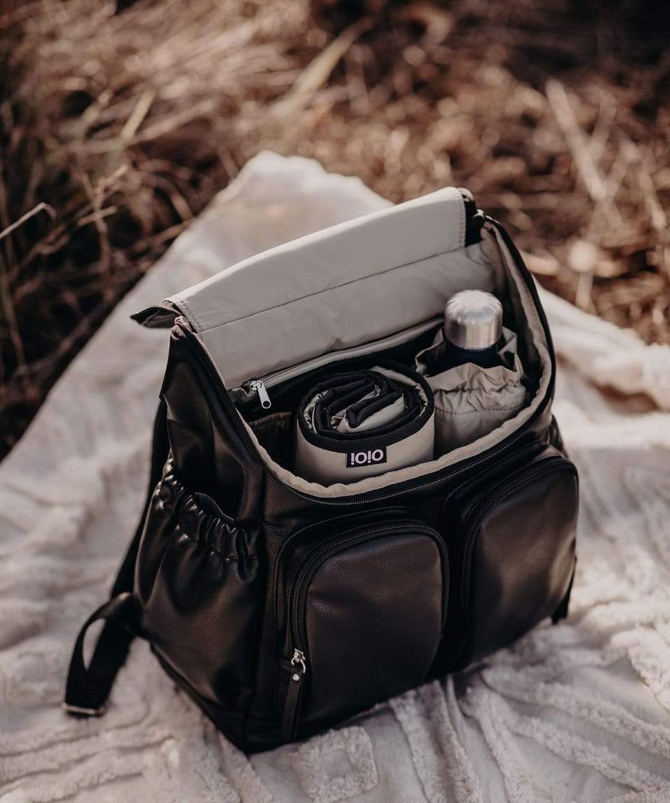 Signature Nappy Backpack - Black Vegan Leather